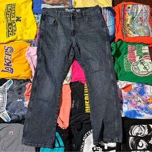 Wrangler Jeans Mens 32x32 Slim Bootcut Western Dark Wash Retro Blue Denim